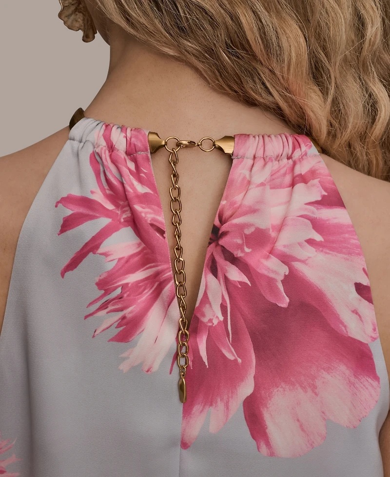 Donna Karan New York Women's Printed Twist Neck Coil Halter Top