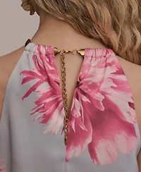 Donna Karan New York Women's Printed Twist Neck Coil Halter Top