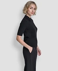 Dkny Women's Short-Sleeve Collared Sweater