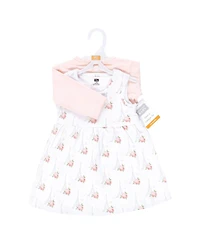 Hudson Baby Cotton Dress and Cardigan Set, Bonjour Paris