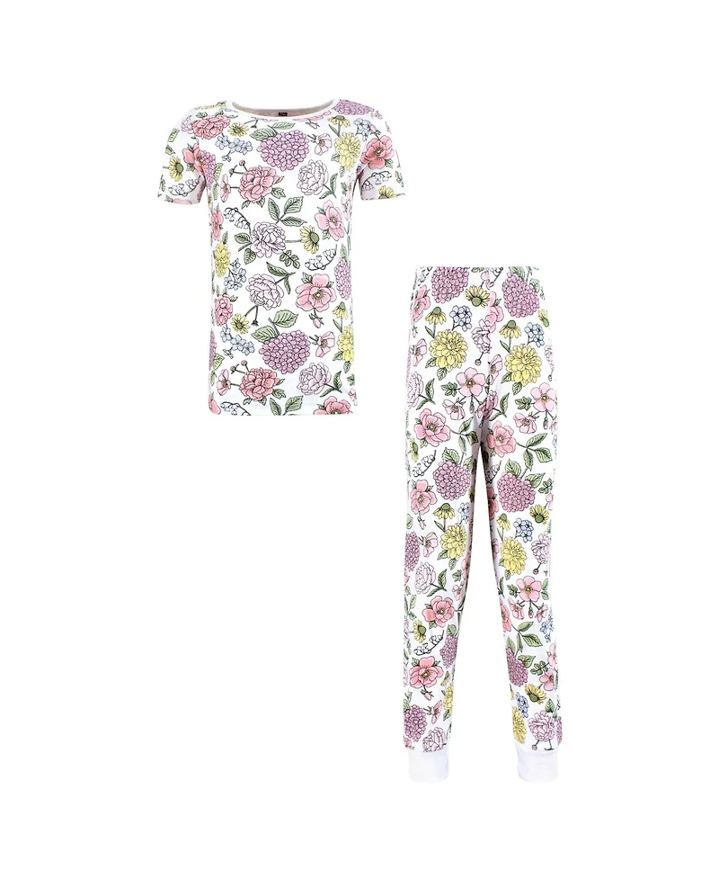 Hudson Baby Infant Girls Cotton Pajama Set, Vintage Blossom, 6 Years