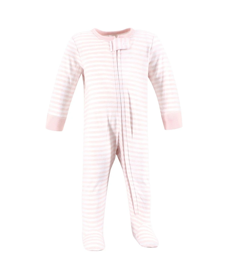 Hudson Baby Girls Cotton Sleep and Play, Pink Bows, 0-3 Months