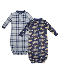 Hudson Baby Baby Boys Hudson Fleece Gowns, Construction Trucks, 0-6 Months
