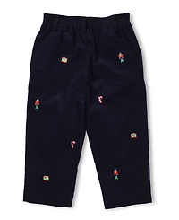 Florence Eiseman Baby Boys Corduroy Fake Fly Pants With Allover Embroidery