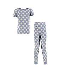 Hudson Baby Infant Girls Cotton Pajama Set, Blue Daisy, 6 Years