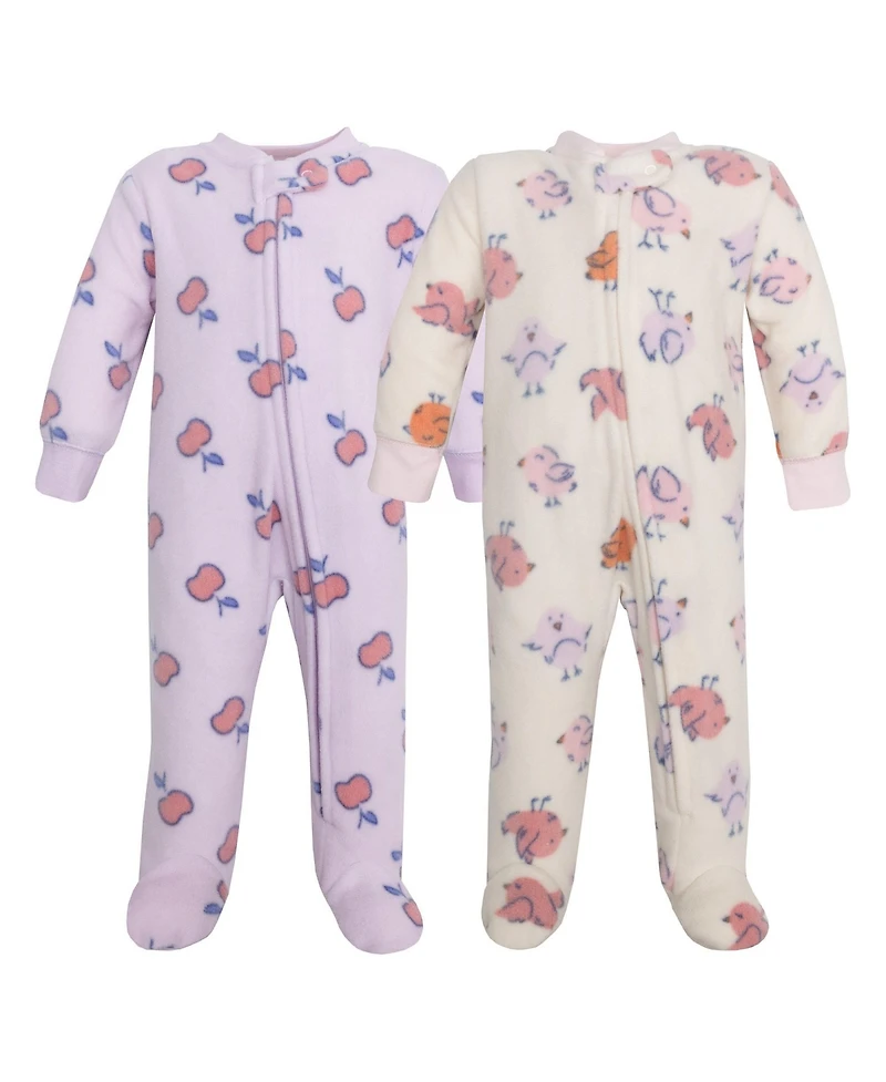 Hudson Baby Girls Fleece Sleep and Play Bird, 0-3 Months