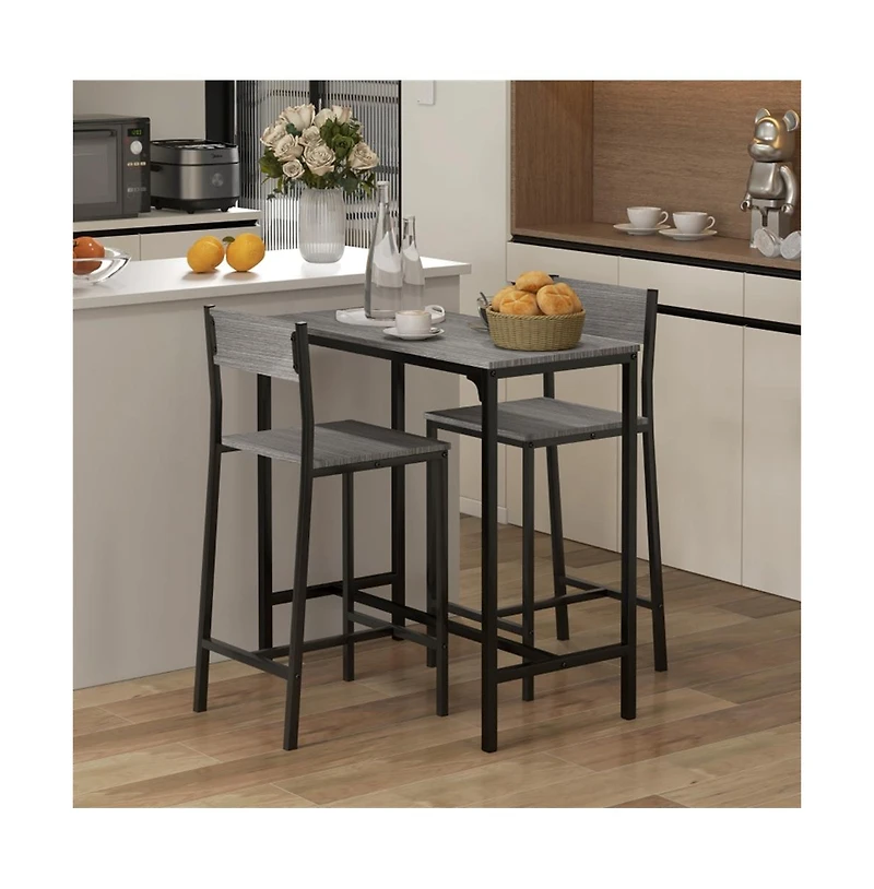 Slickblue Counter Height Bar Table – 1 Pc, Wood & Metal, Footrest, Rectangular Dining