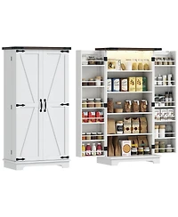 Homcom Kitchen Pantry Cabinet with Sensing Led Light Storage Cabinet