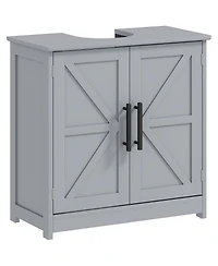 Homcom Pedestal Sink Storage Cabinet, Bathroom Sink Cabinet, Light