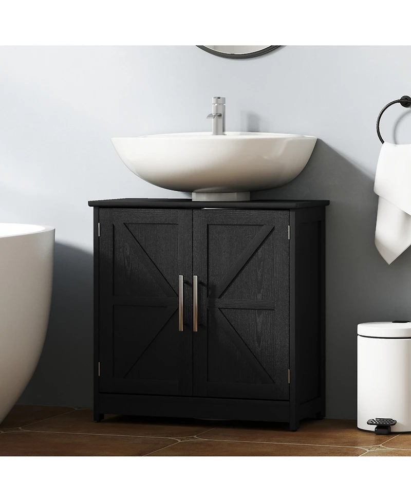 Homcom Pedestal Sink Storage Cabinet, Bathroom Light