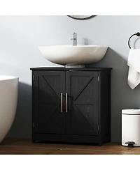 Homcom Pedestal Sink Storage Cabinet, Bathroom Light