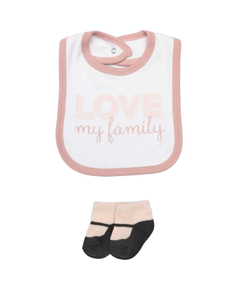 Hudson Baby Girls Cotton Layette Set, Love My Family , 9-12 Months