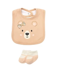 Hudson Baby Girls Cotton Layette Set, Floral Brown Bear, 9-12 Months