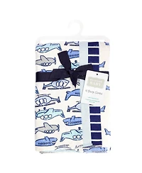 Hudson Baby Infant Boys Cotton Flannel Burp Cloths 4-Pack, Born To Fly, One Size