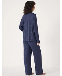 Hush Women's Ribbed Modal Star Printed Pyjamas