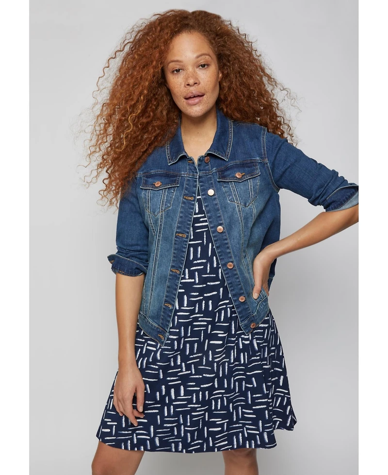 ellos Women's Short Sleeve A-Line Knit Dress