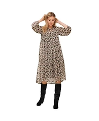 ellos Plus Sheer Overlay Tiered Dress