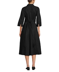 Lands' End Women's Poplin Midi Wrap Front Dress