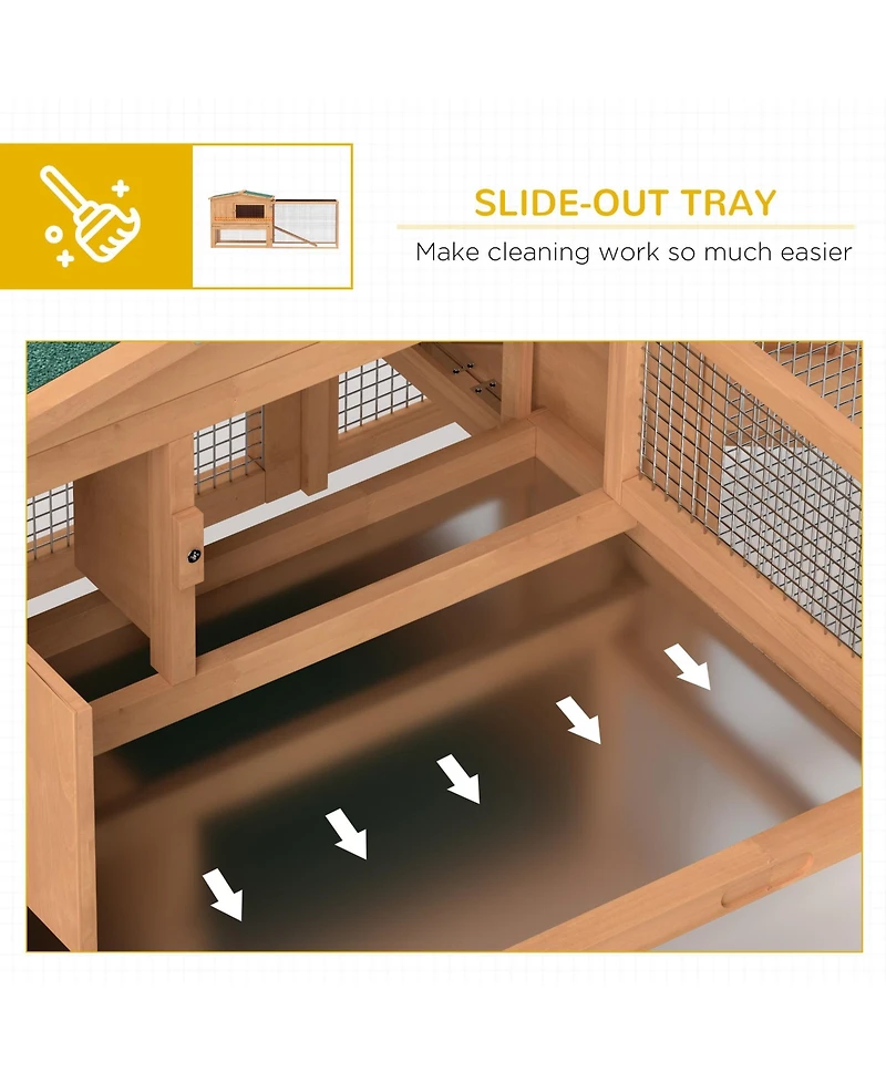 Pawhut Wooden Small Animal House Rabbit Hutch Bunny Cage w/ Backyard Run Ramp