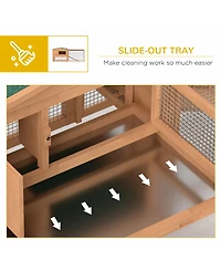 Pawhut Wooden Small Animal House Rabbit Hutch Bunny Cage w/ Backyard Run Ramp