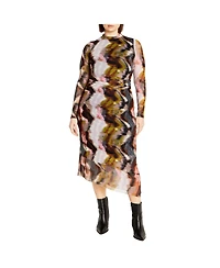 City Chic Women's Plus Mesh Miranda Print Dress