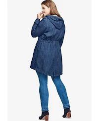 ellos Women's Hooded Anorak Denim Jacket