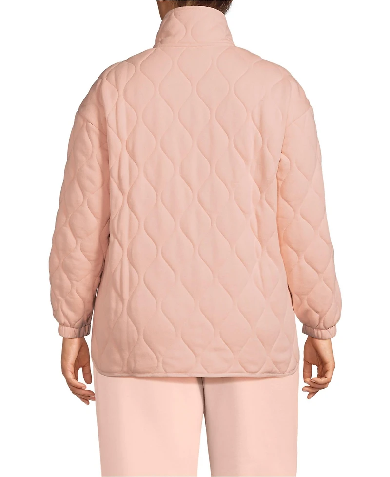 Lands' End Plus RainDefense Serious Sweats Quilted Full Zip Jacket