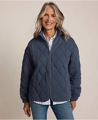 Lands' End Women's RainDefense Serious Sweats Quilted Full Zip Jacket