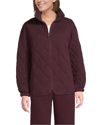 Lands' End Women's RainDefense Serious Sweats Quilted Full Zip Jacket