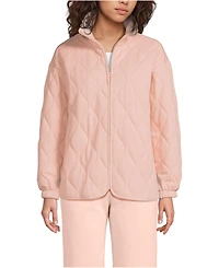 Lands' End Women's RainDefense Serious Sweats Quilted Full Zip Jacket