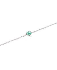 Sterling Silver Four Leaves Clover Bracelet - Green