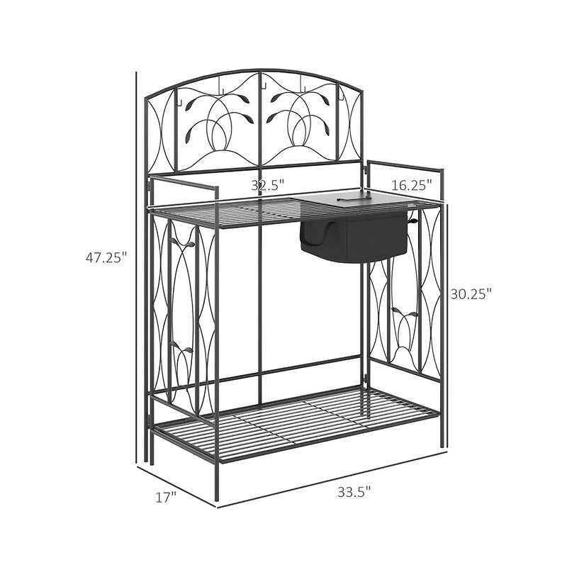 Garden Work Bench with Multi-Layer Open Shelf Design