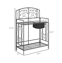 Garden Work Bench with Multi-Layer Open Shelf Design
