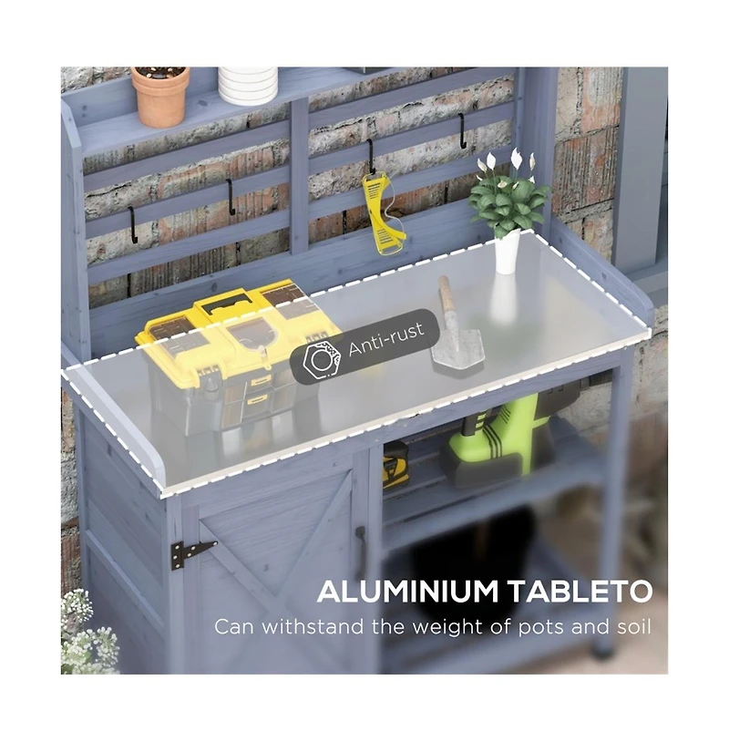 Slickblue Durable Wooden Garden Workbench with Open Storage for Tools and Plants