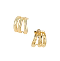 Women's The Triad-Line Hoop Earrings - California Gold