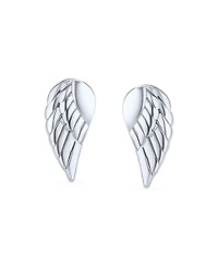 Bling Jewelry Set of 2 Angel Wing Feather Stud Earrings Chain Sterling Silver Double Piercing