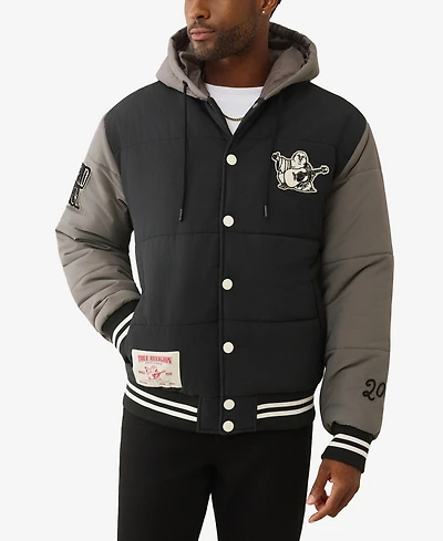 True Religion Men's Varsity Hooded Puffer Jacket