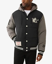 True Religion Men's Varsity Hooded Puffer Jacket