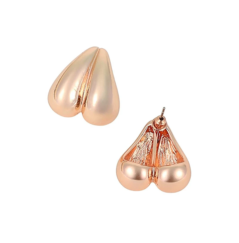 Women's The Droplet-Heart Stud Earrings - Rose Gold