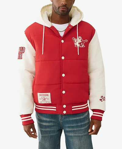 True Religion Men's Varsity Hooded Puffer Jacket