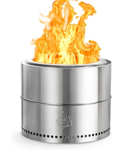 Cowsar Smokeless Fire Pit 3.0, 19" Outdoor Portable Wood-Burning Fire Pit with Detachable Ash Pan, Stainless Steel, Round Flame Hole, Carry Bag