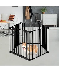 Sugift 115 Inch Length 5 Panel Adjustable Wide Fireplace Fence