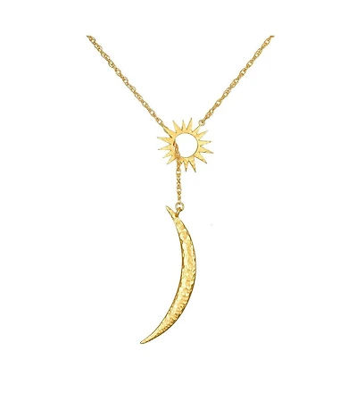 Satya Jewelry Woven Dreams Celestial Sun and Moon Lariat Necklace