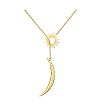 Satya Jewelry Woven Dreams Celestial Sun and Moon Lariat Necklace