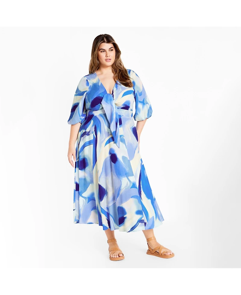 City Chic Women's Swirl Tie Print Dress