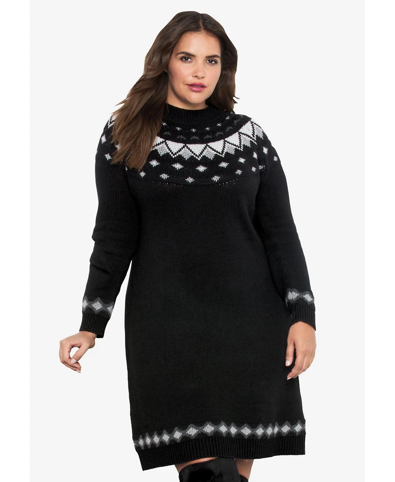ellos Women's Fair Isle Sweater Dress