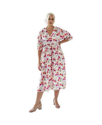 ellos Women's Blouson Sleeve Empire Midi Dress