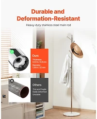 Slickblue Marble Base Coat Rack Stand with 8 Hooks, Freestanding Design