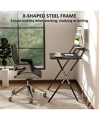 Homcom Small Folding Desk Foldable Computer with Monitor Shelf