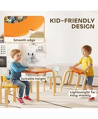 Qaba Kids Table and Chairs Set, 5 Piece Toddler Table and Chair Set